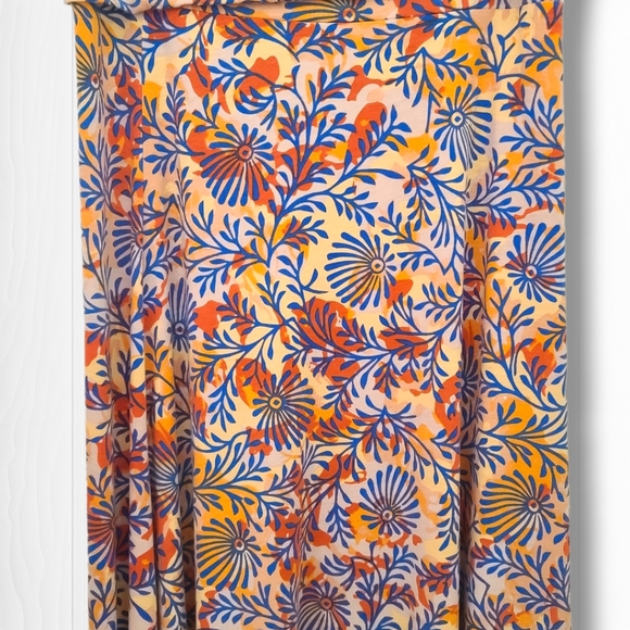 LuLaRoe Women's Pull On Orange/Blue Pattern Stretch Maxi Skirt Size Medium - Picture 2 of 6